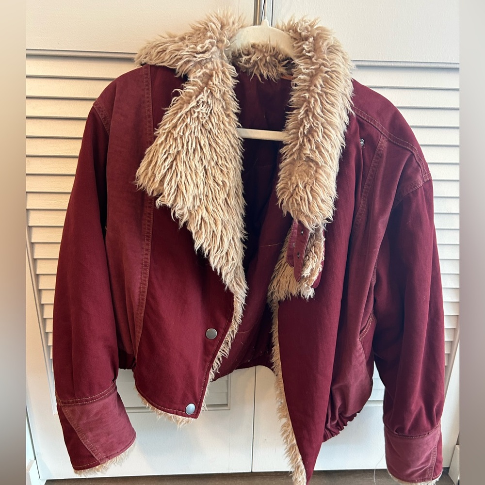 Free people red Sherpa jacket